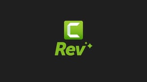 Logo Camtasia Rev sur fond noir
