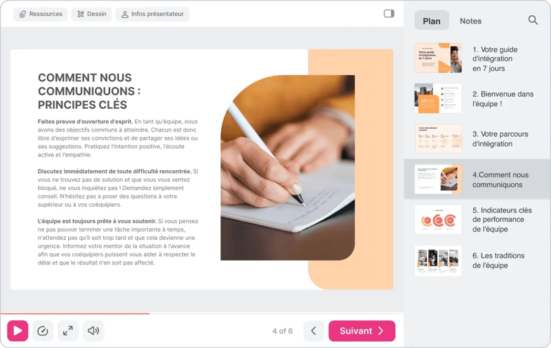 Image du lecteur iSpring suite avec un exemple de cours interactif