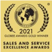 Badge awards gold 2021 de support client sur fond or