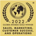 Badge awards gold 2022 de support client sur fond or