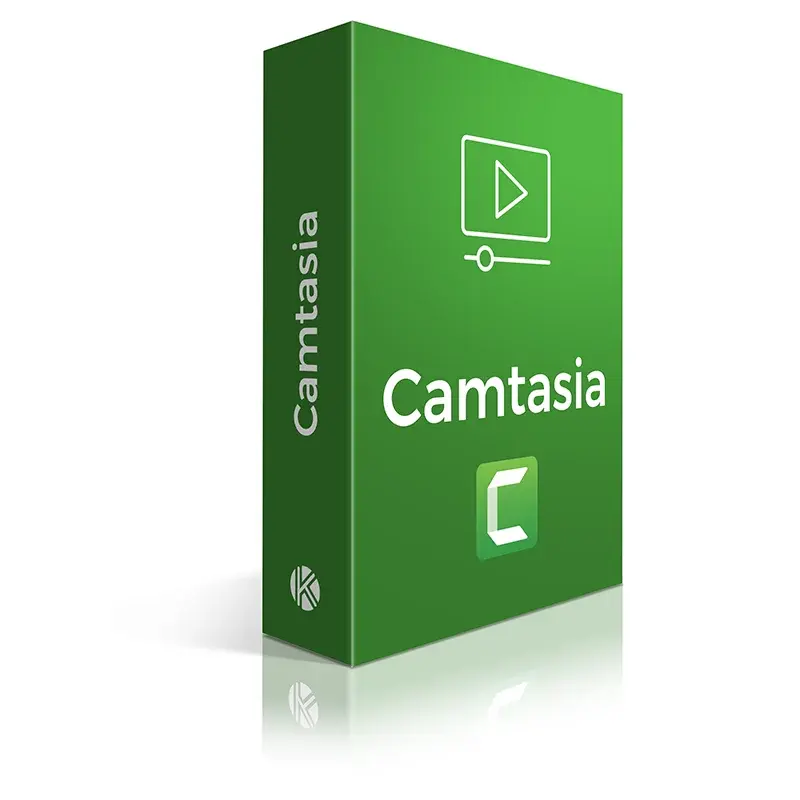 Vue 3D de la boîte du logiciel Camtasia