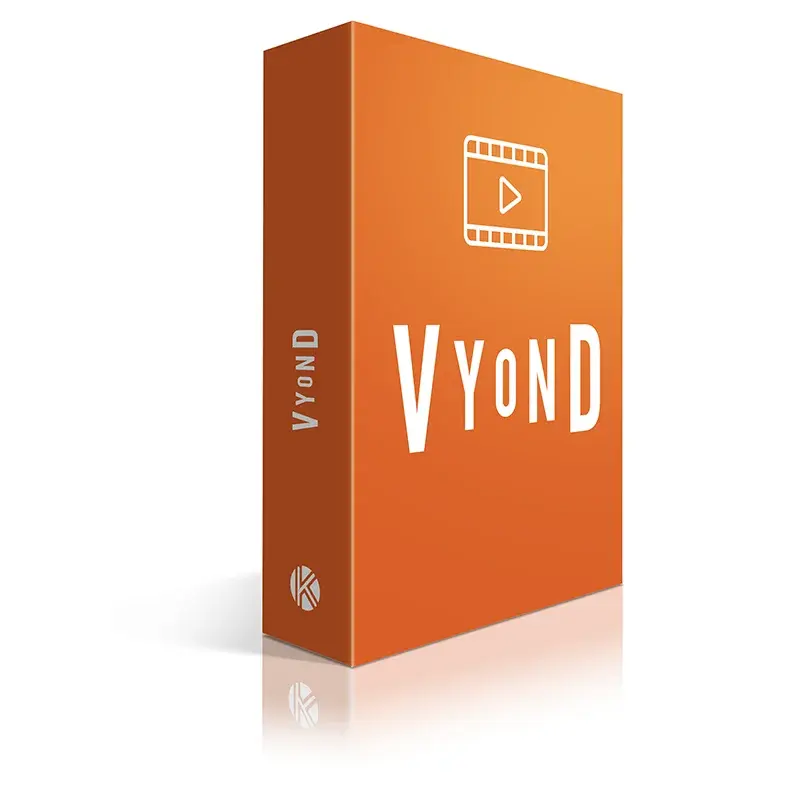 Vue 3D de la boîte du logiciel Vyond