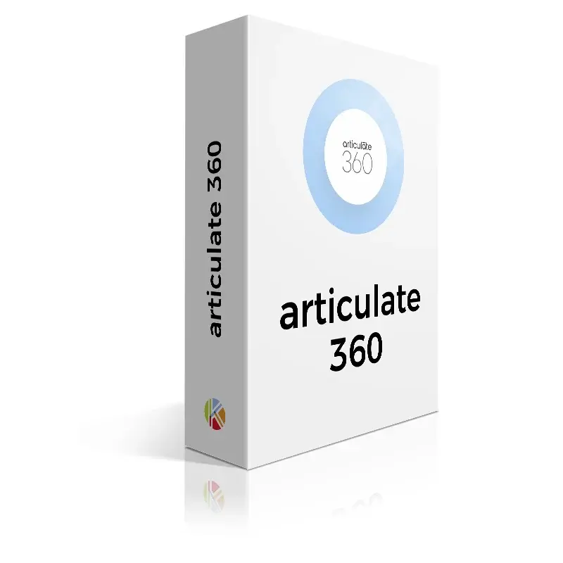 Vue 3D de la boîte du logiciel Articulate 360