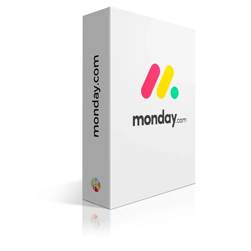 Vue 3D de la boîte du logiciel monday